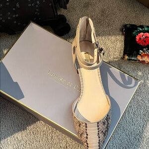 Louise et Cie Snakeskin Ankle Strap Flats